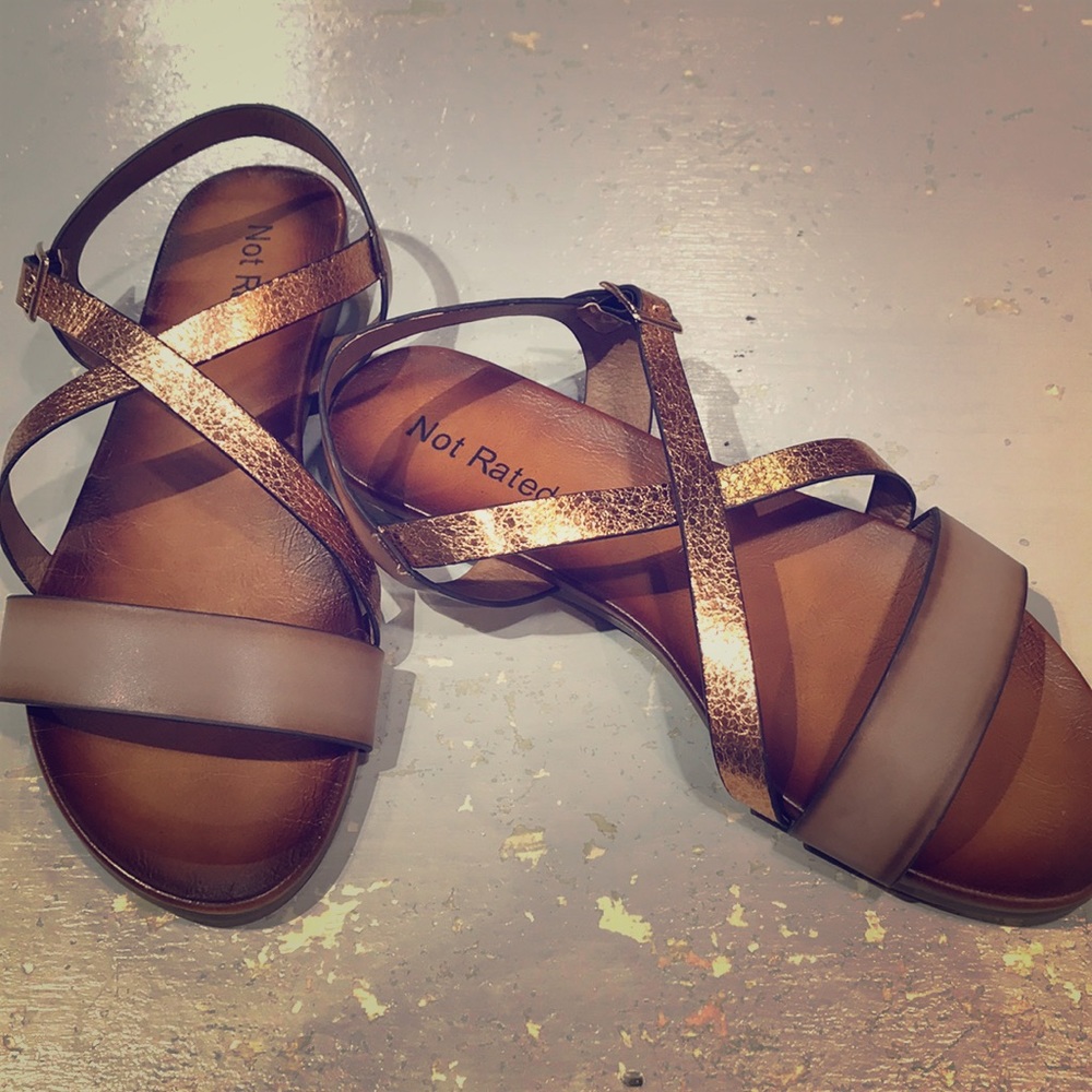 Not Rate metallic strapped sandals!